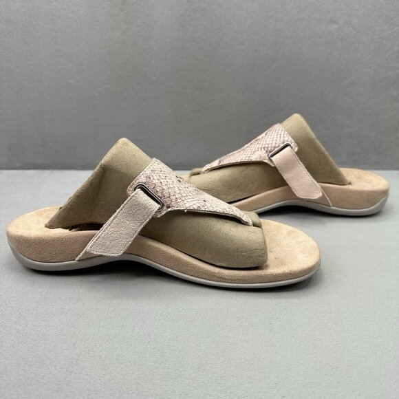 Vionic Wanda Womens Size 8.5 Sandals T-Strap Pale Blush Snakeskin Print Orthotic - Picture 5 of 8